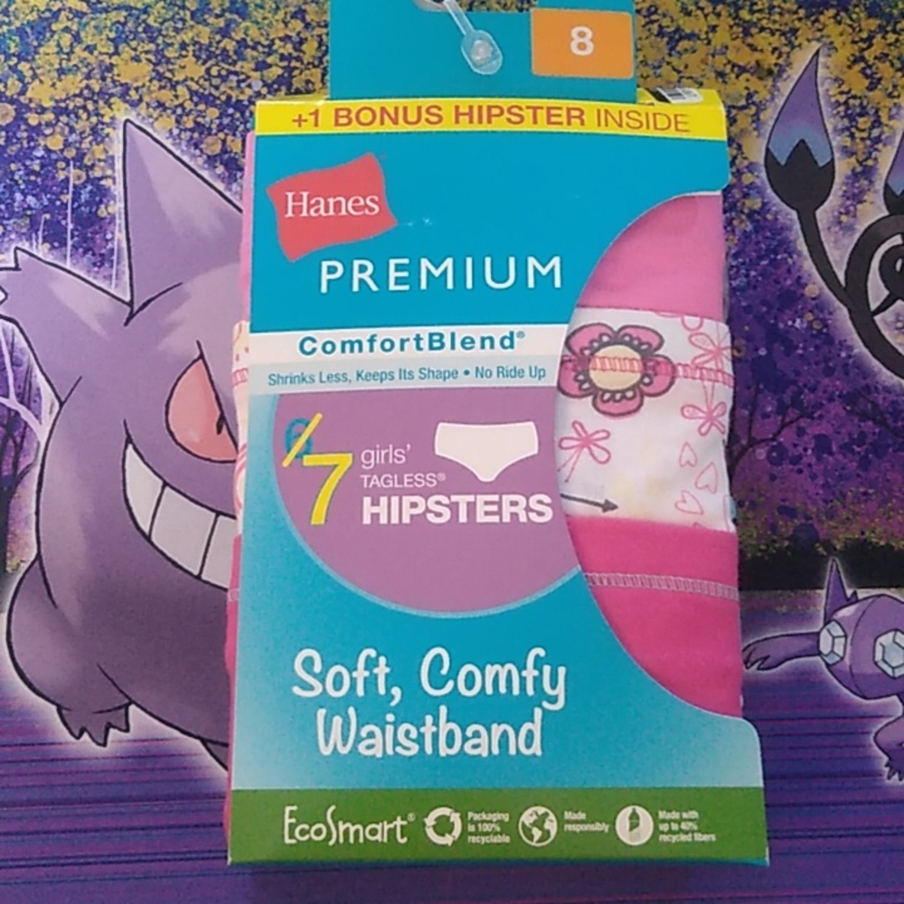 Hanes Girls size 8 Hipster 7 pack Brand New #324